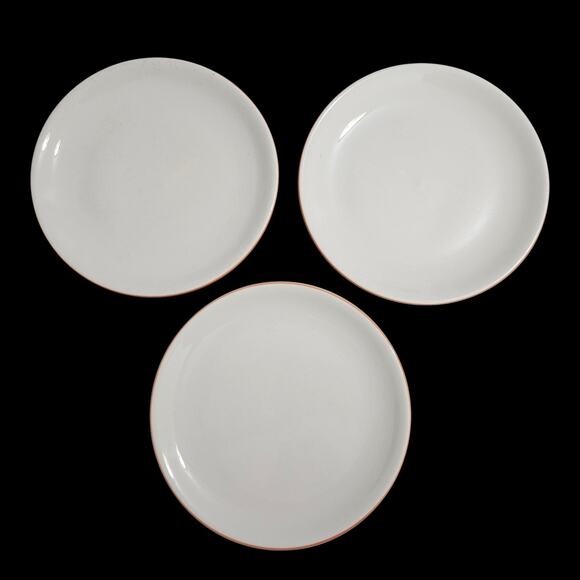 Syracuse China 8" White Plates with Orange Rim – Set of 3 – USA Made - Picture 5 of 6